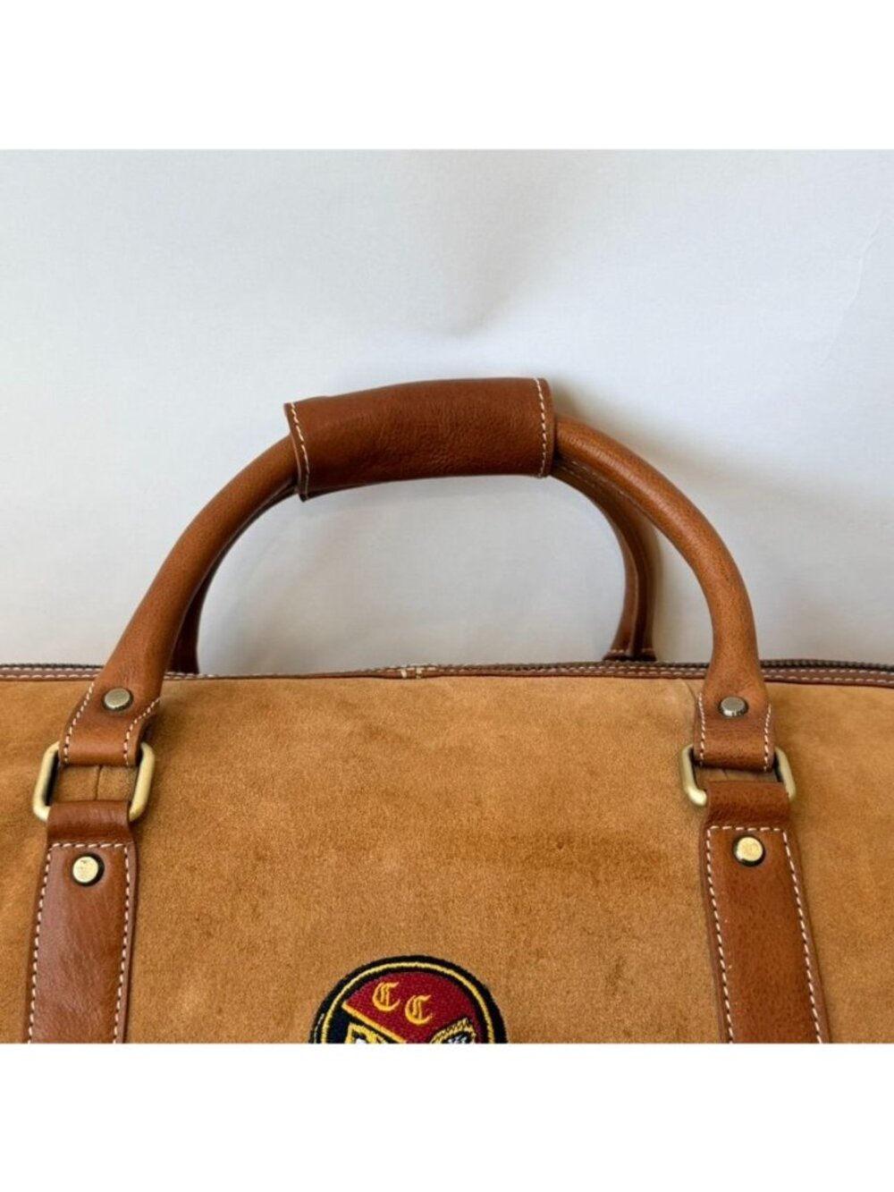F.H. Wadsworth NYC Suede Leather Duffle Travel Bag Weekender Brown - Picture 6 of 16
